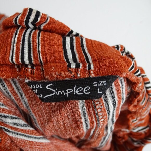 Simplee Wide Leg Palazzo Pull-on Pants Women Size L Rust Orange Stripe - Picture 5 of 10
